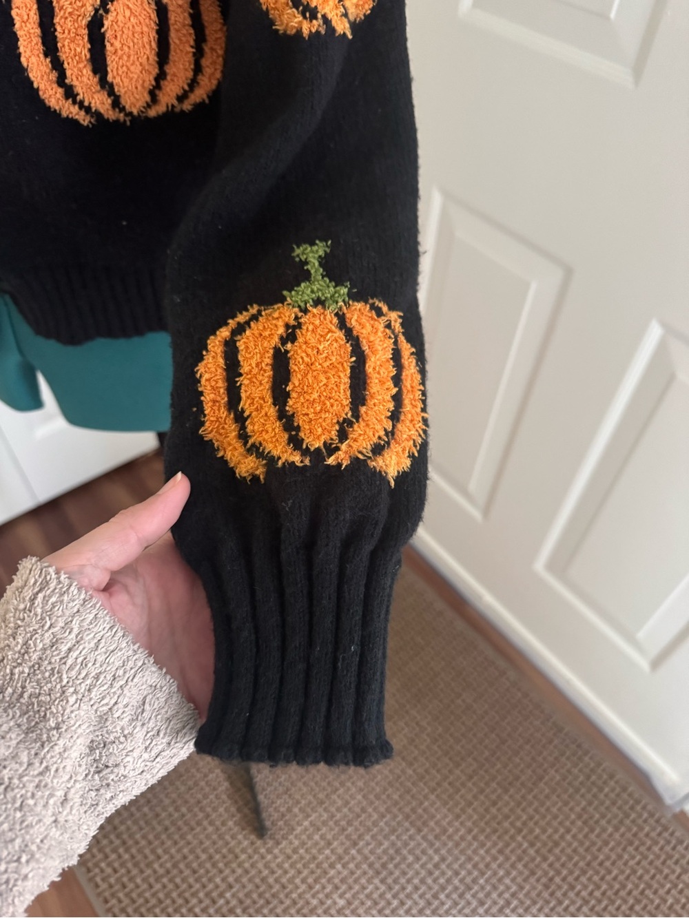 Black Pumpkin Knit Cardigan Sweater - Picture 3 of 9
